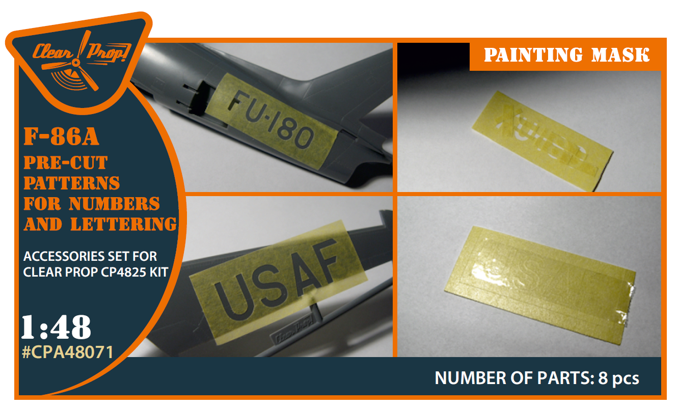 Clear Prop CPA48071 1:48 F-86A Sabre Numbers & Lettering Paint Mask