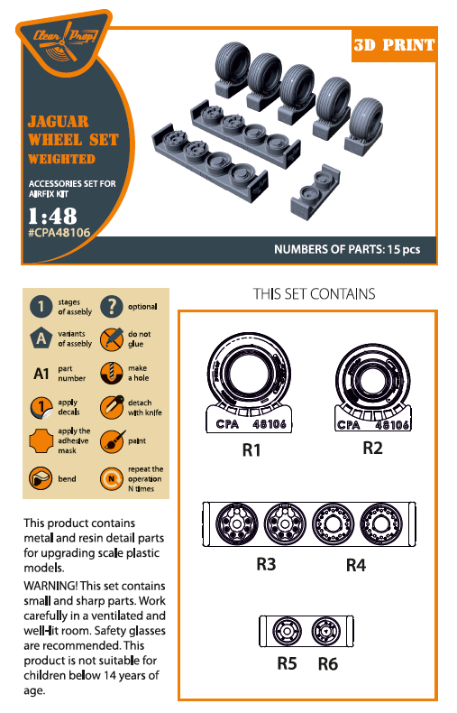 Clear Prop Models CPA48106 1:48 Sepecat Jaguar Wheels set weighted