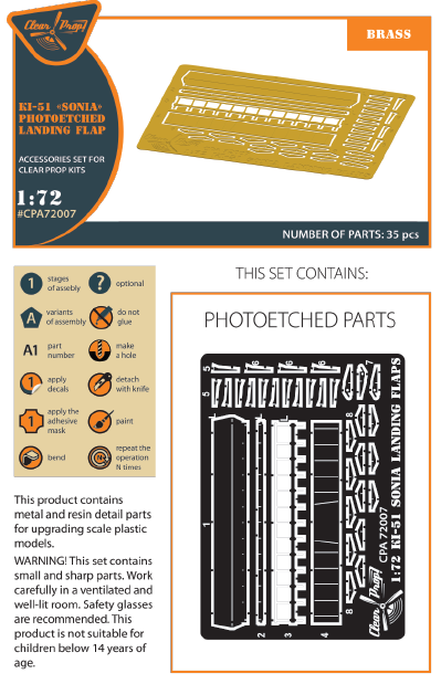 Clear Prop Models CPA72007 1:72 Mitsubishi Ki-51 'Sonia' etched landing flaps