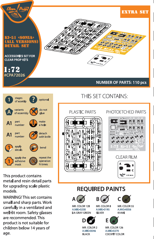 Clear Prop CPA72026 1:72 Mitsubishi Ki-51 Sonia Plastic & PE Set