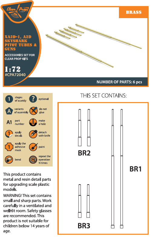 Clear Prop Models CPA72040 1:72 Douglas XA2D-1, A2D Skyshark Pitot tubes & guns
