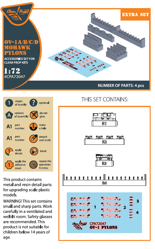 Clear Prop CPA72047 1:72 Rockwell OV-1 Mohawk Pylons