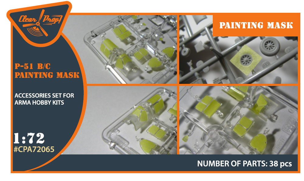 Clear Prop CPA72065 1:72 P-51B/P-51C Mustang Paint Mask