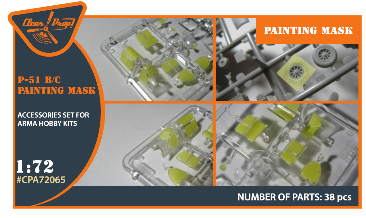 Clear Prop CPA72065 1:72 P-51B/P-51C Mustang Paint Mask