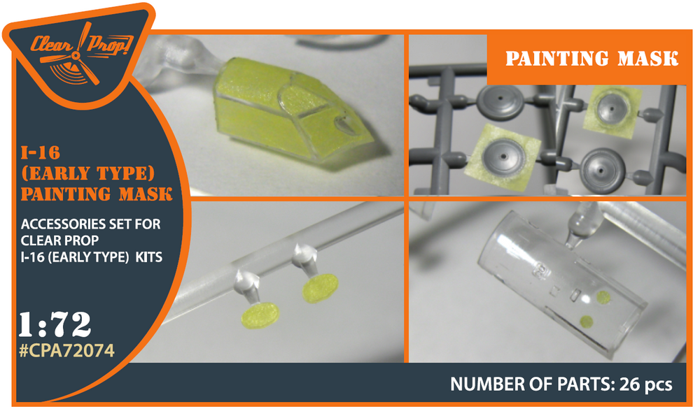 Clear Prop Models CPA72074 1:72 Polikarpov I-16 canopy frame paint mask