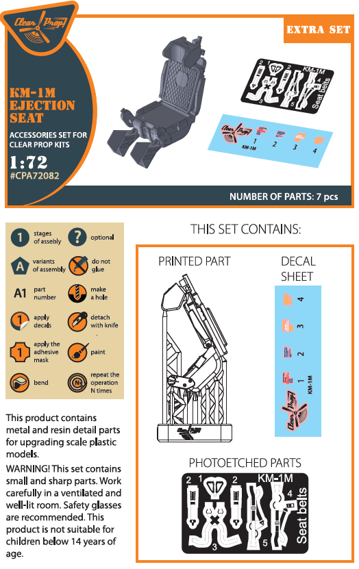 Clear Prop Models CPA72082 1:72 KM-1M Ejection seat
