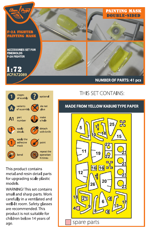 Clear Prop CPA72089 1:72 Mitsubishi F-2A Double-Sided Paint Mask