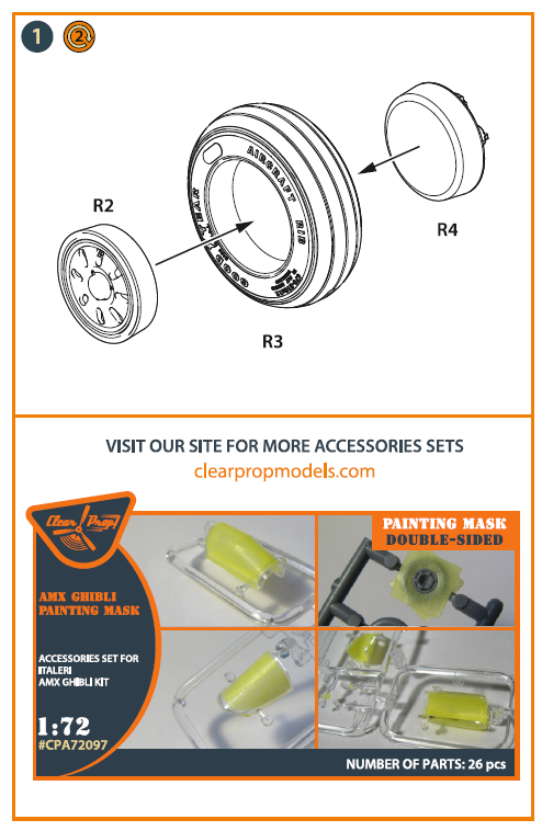 Clear Prop Models CPA72093 1:72 AMX Ghibli Wheel set