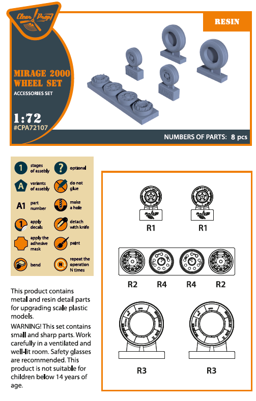 Clear Prop Models CPA72107 1:72 Dassault_Mirage 2000 wheel set