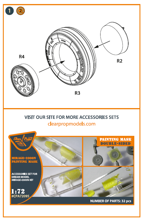 Clear Prop Models CPA72107 1:72 Dassault_Mirage 2000 wheel set