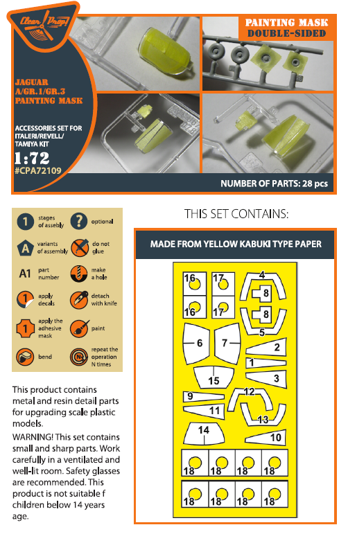 Clear Prop CPA72109 1:72 Sepecat Jaguar A/GR.1/GR.3 Paint Mask