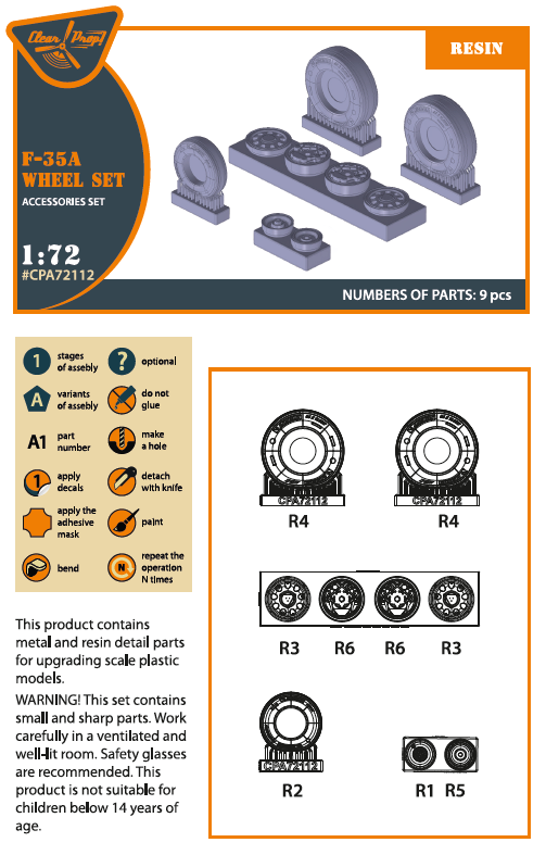 Clear Prop Models CPA72112 1:72 F-35A Lightning II Wtd wheel set