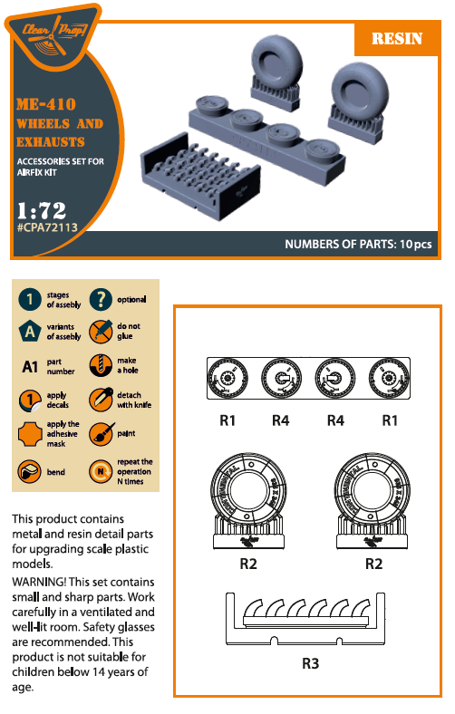 Clear Prop CPA72113 1:72 Me-410A-1/U-2 & U4 Wheel Set & Exhausts