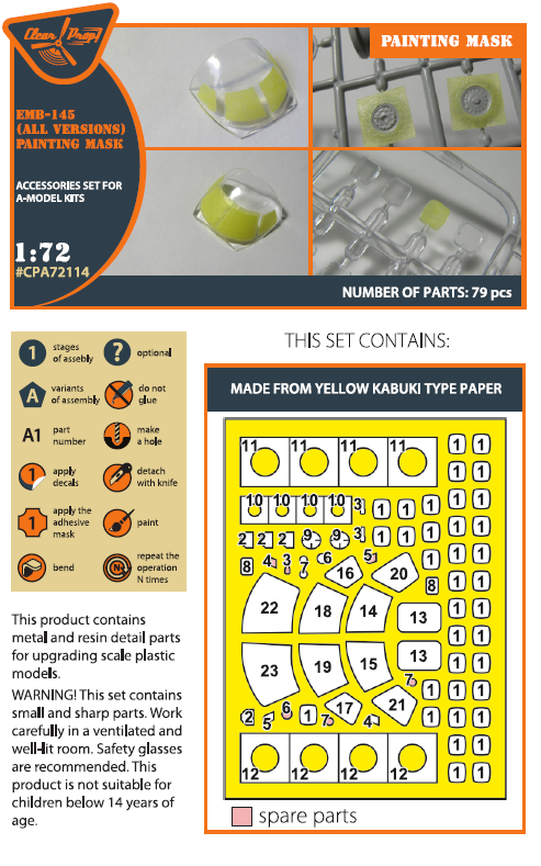 Clear Prop CPA72114 1:72 Embraer EMB-145LR Paint Mask