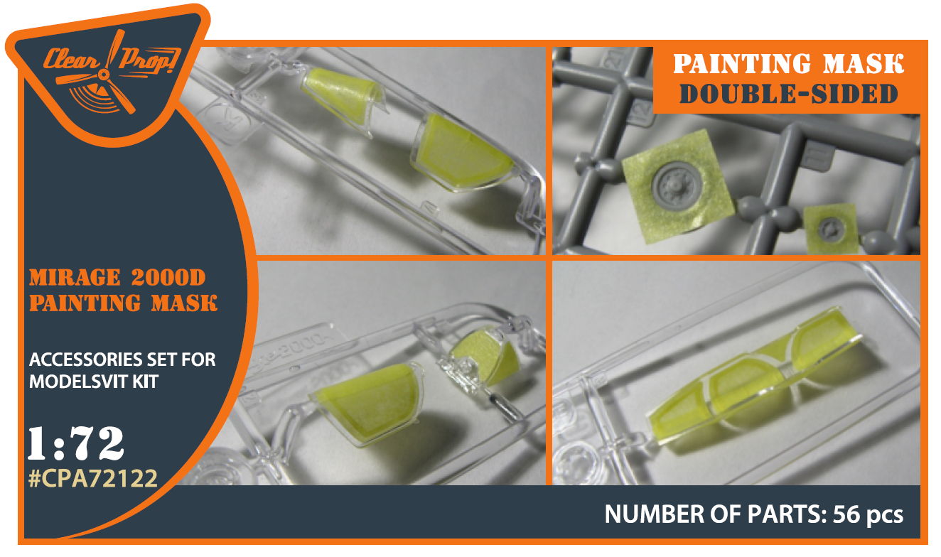 Clear Prop CPA72122 1:72 Mirage 2000D Double-Sided Paint Mask
