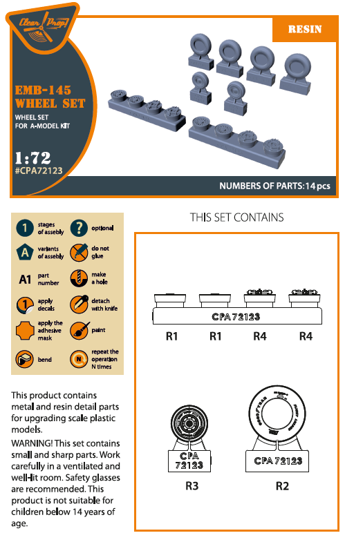 Clear Prop Models CPA72123 1:72 Embraer EMB-145 wheel set