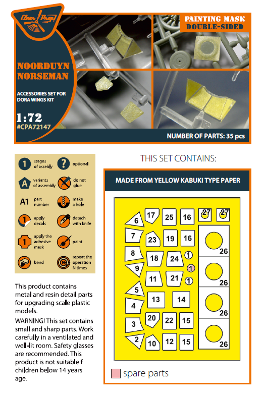 Clear Prop CPA72147 1:72 Noorduyn Norseman Double-Sided Paint Mask