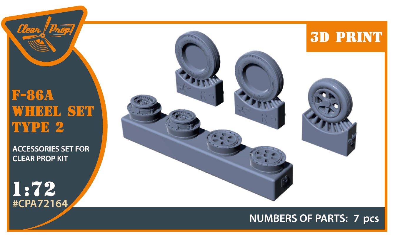 Clear Prop CPA72164 1:72 F-86A Sabre 3D-Printed Wheels Type 2