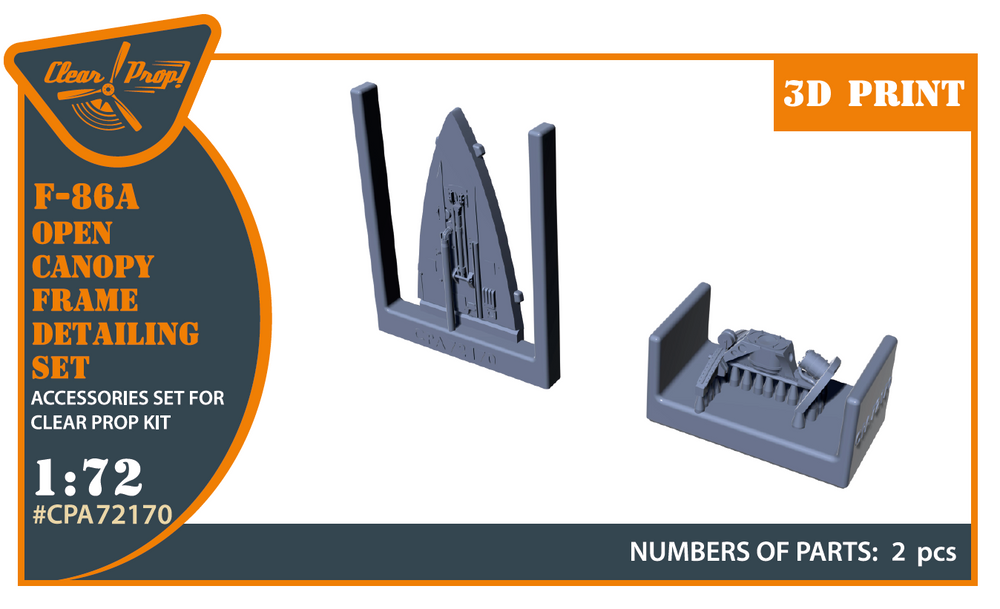 Clear Prop CPA72170 1:72 F-86A Open Canopy Detail Set 3D-Printed