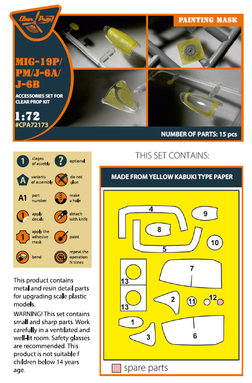 Clear Prop CPA72173 1:72 MiG-19P/PM / J-6A/B Paint Mask