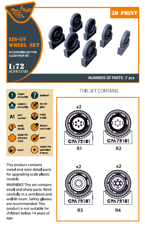 Clear Prop Models CPA72181 1:72 Soviet ZiS-5V wheel set