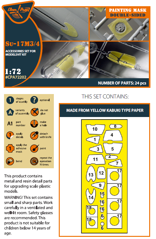 Clear Prop CPA72202 1:72 Sukhoi Su-17M3/4 Double-Sided Paint Mask