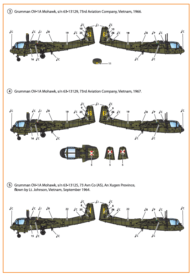 Clear Prop Models CPD72006 1:72 Grumman OV-1A/JOV-1A Mohawk decal set