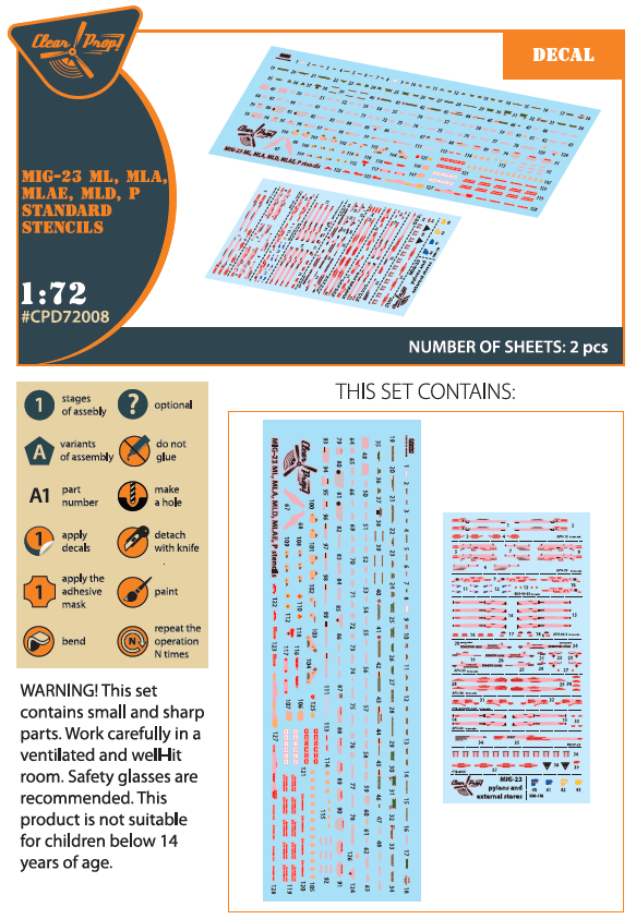 Clear Prop CPD72008 1:72 MiG-23ML/MLA/MLD/P/MLAE Stencils
