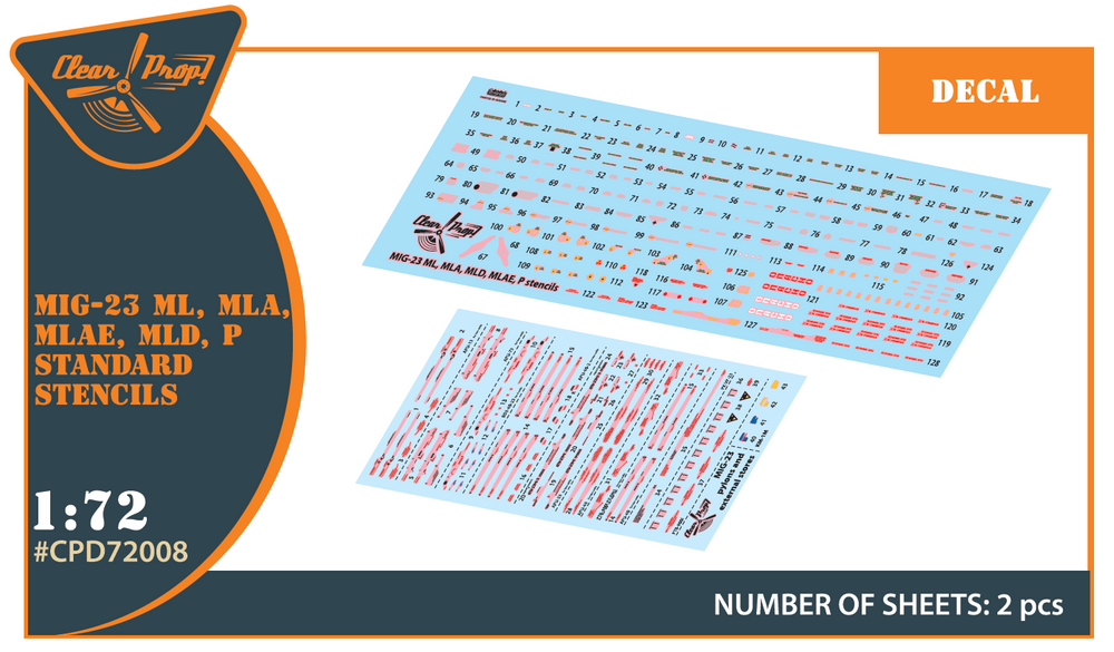 Clear Prop CPD72008 1:72 MiG-23ML/MLA/MLD/P/MLAE Stencils