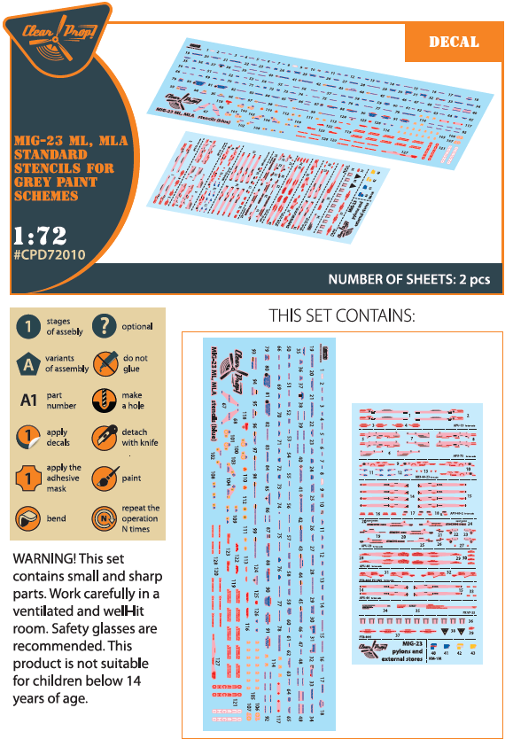 Clear Prop CPD72010 1:72 MiG-23ML/MLA Stencils Grey Schemes