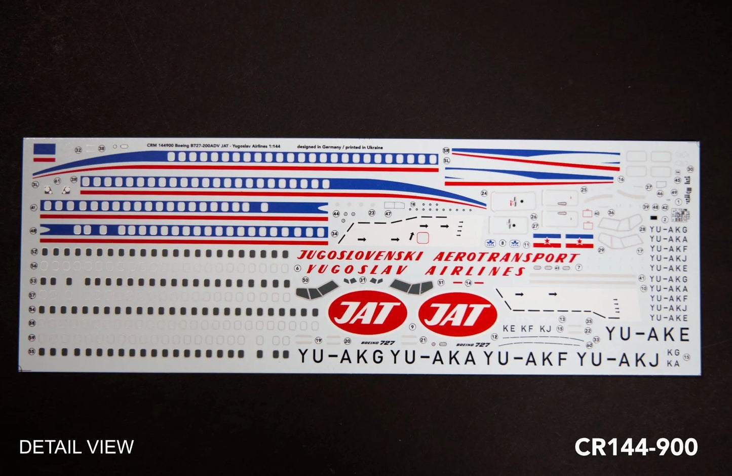 CR Models CR144-900 1:144 Boeing 727-200ADV in Yugoslav Airlines livery