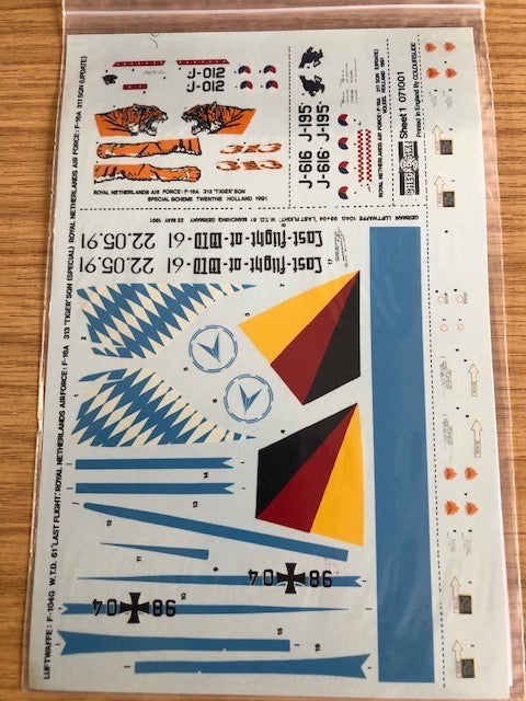Check Six CS071001 1:72 F-104G WTD 61 & RNLAF F-16A Decals