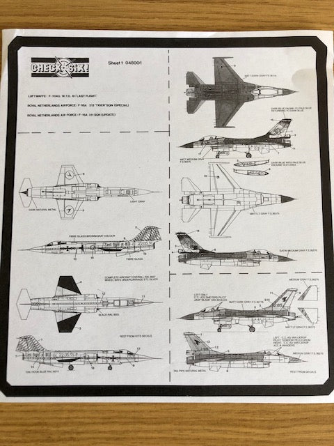 Check Six CS48001 F-104G WTD 61 & RNLAF F-16A Decals 1:48