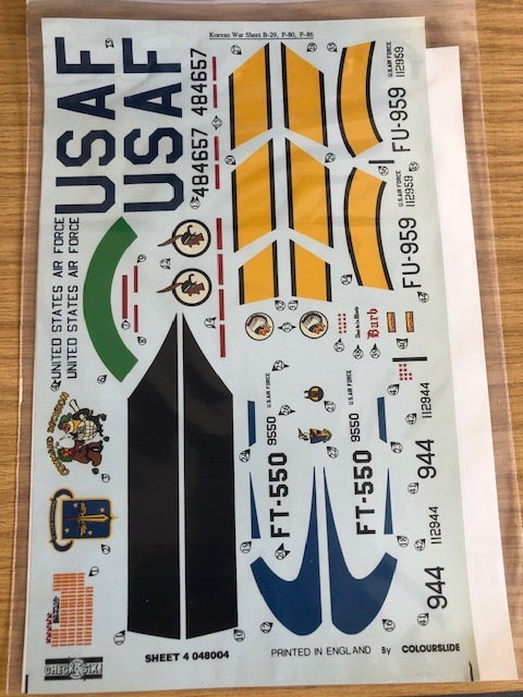 Check Six CS48004 1:48 Korean War B-29A, F-80C, F-86F Decals