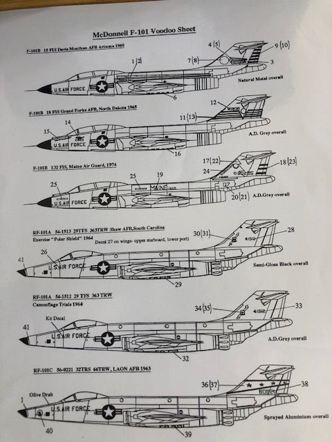 Check Six CS72003 1:72 McDonnell F-101B/McDonnell RF-101A Voodoo