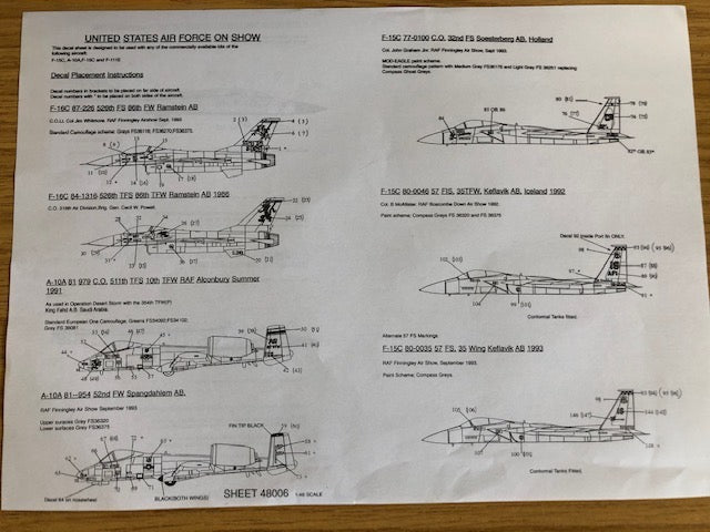 Check Six CS72006 USAF F-16C Ramstein/Finningley Decals 1:72
