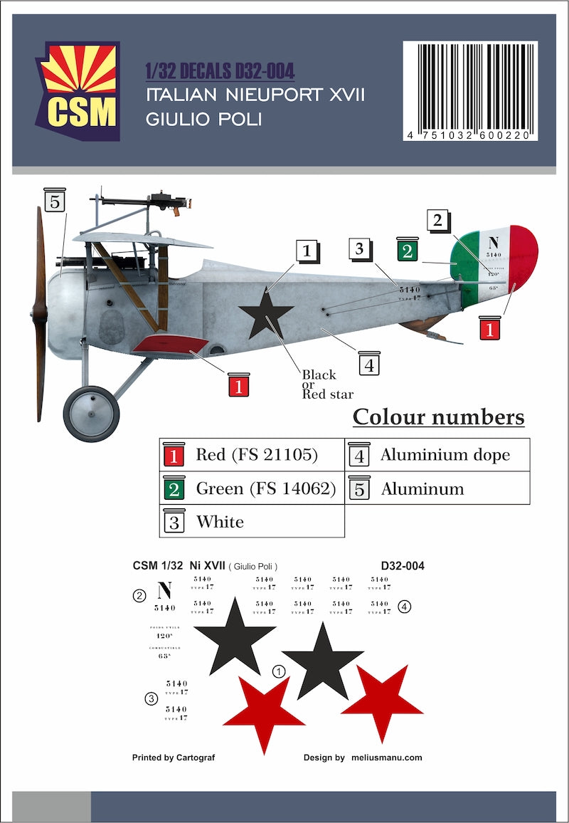 Copper State Models CSMD32-004 1:32 Nieuport XVII, Giulio Poli personnal marking