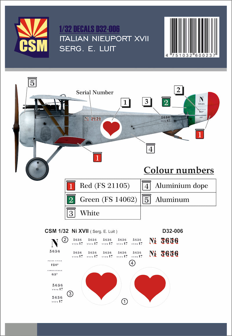 Copper State Models CSMD32-006 1:32 Nieuport XVII, Serg