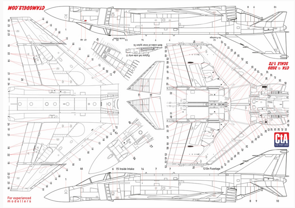 CtA CTA-033 1:72 McDonnell F-4B/J/N Phantom Technical Stencils