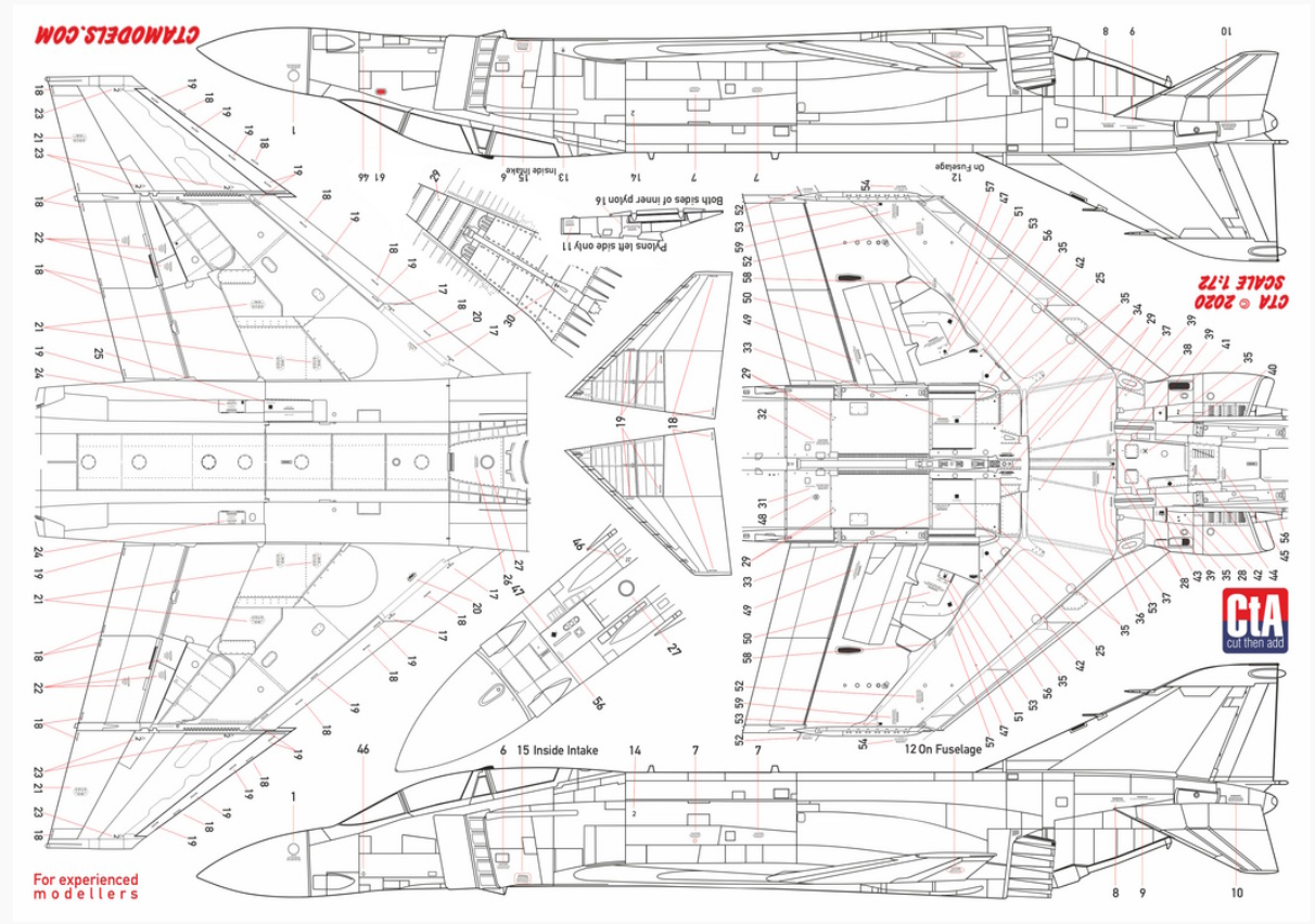 CtA CTA-033 1:72 McDonnell F-4B/J/N Phantom Technical Stencils