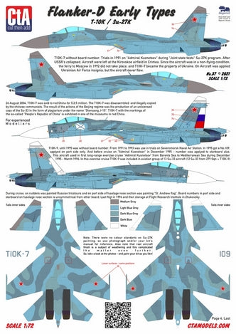 CtA Cut then Add CTA-037 1:72 Sukhoi T-10K / Su-27K "Flanker-D" Early Type