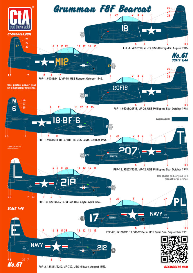 CtA Cut then Add CTA-061 1:48 Grumman F8F Bearcat