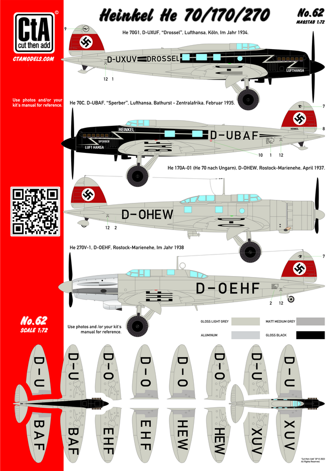 CtA Cut then Add CTA-062 1:72 Heinkel He-70 /He-170 / He-270