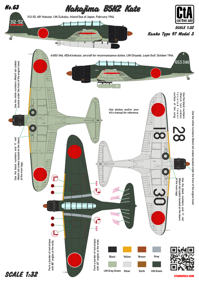 CtA Cut then Add CTA-063 1:32 Nakajima B5N2 Type 97 Kate