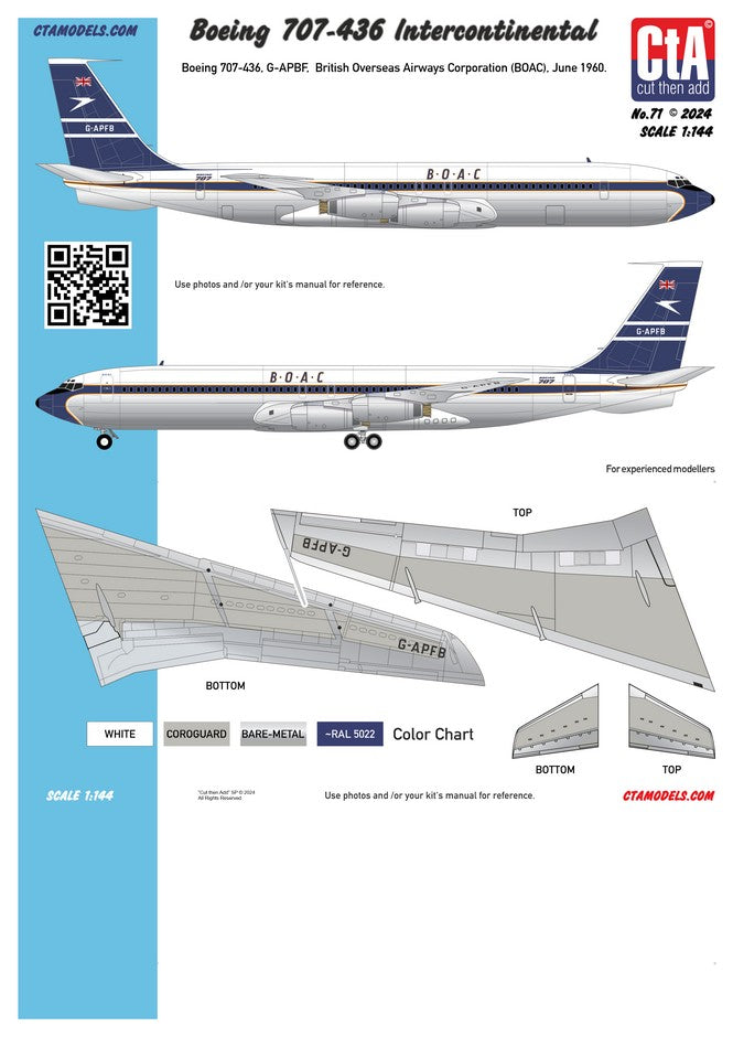 CtA CTA-071 1:144 Boeing 707-436 BOAC Decals