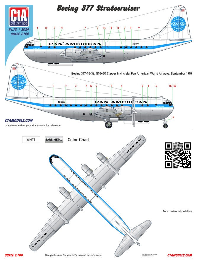 CtA CTA-072 1:144 Boeing 377 Stratocruiser Pan Am Decals