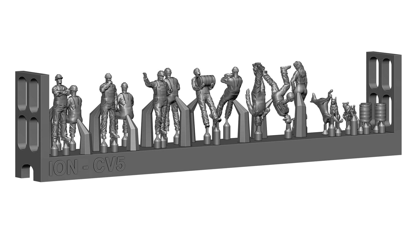 ION Model CV200-003 1:200 Modern commercial ship crew and dock workers
