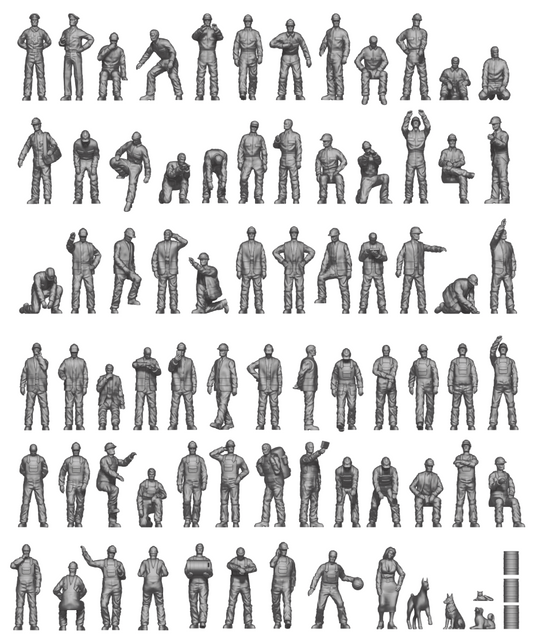 ION Model CV200-003 1:200 Modern commercial ship crew and dock workers