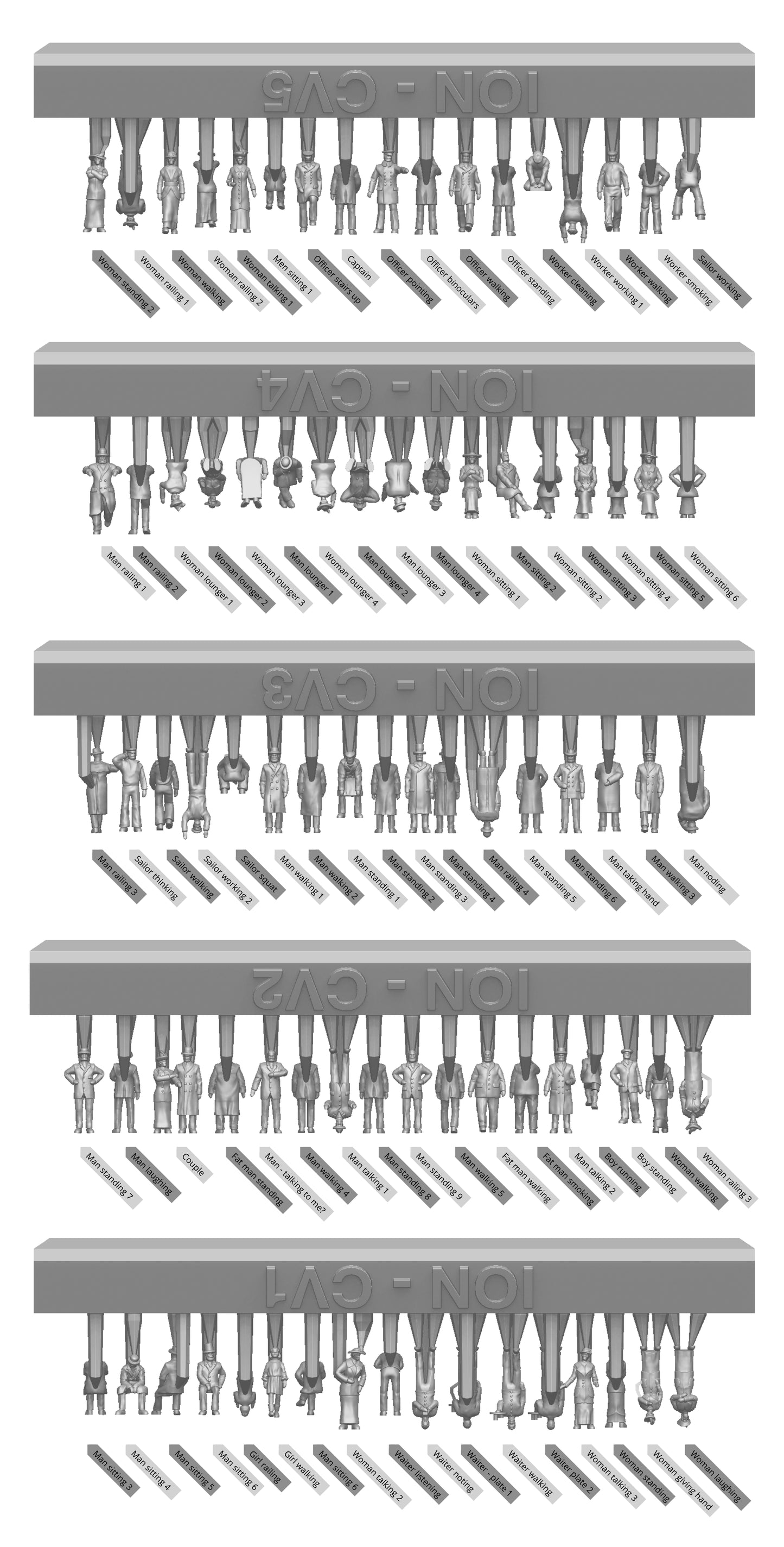 ION Model CV400-001 1:400 20TH CENTURY CIVILIAN SHIPS PASSENGERS & CREW