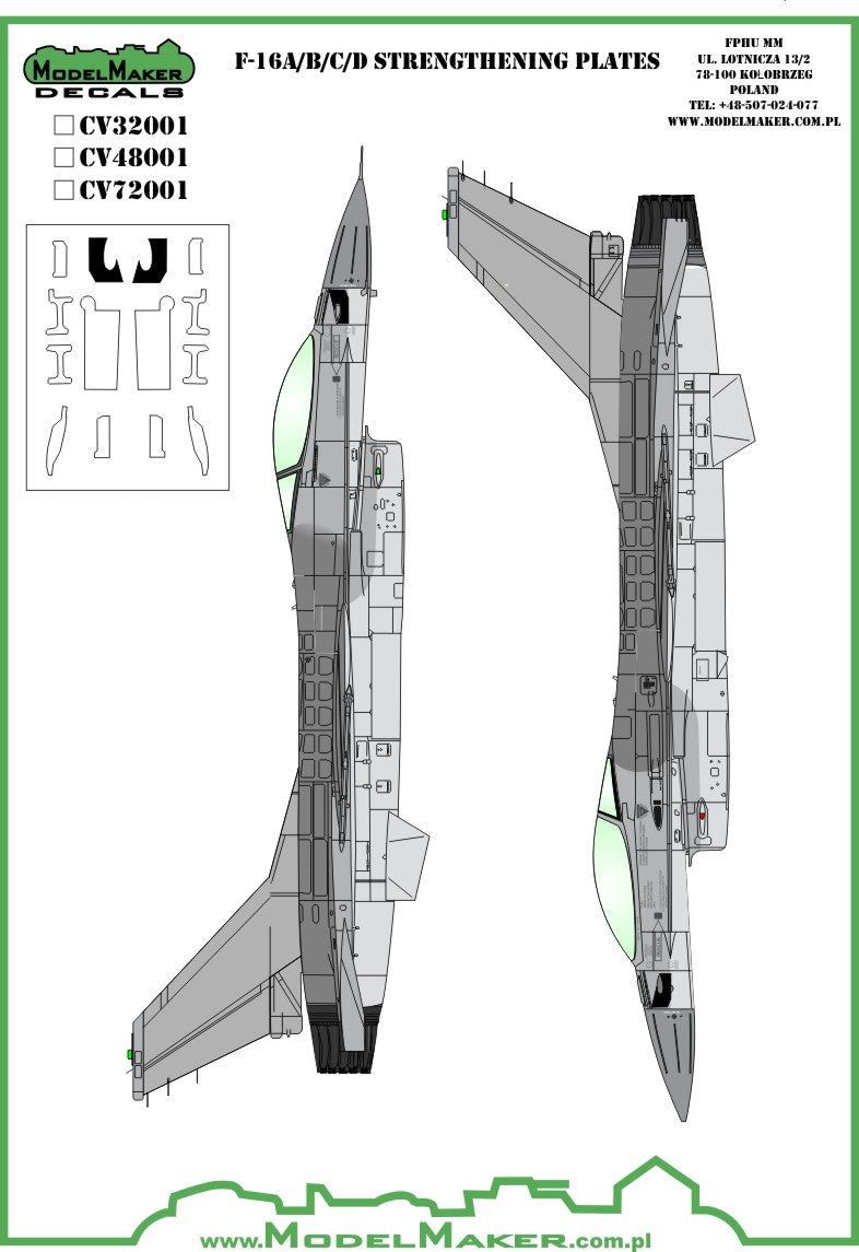 Model Maker CV48001 F-16A/B/C/D Strengthening Plates 1:48